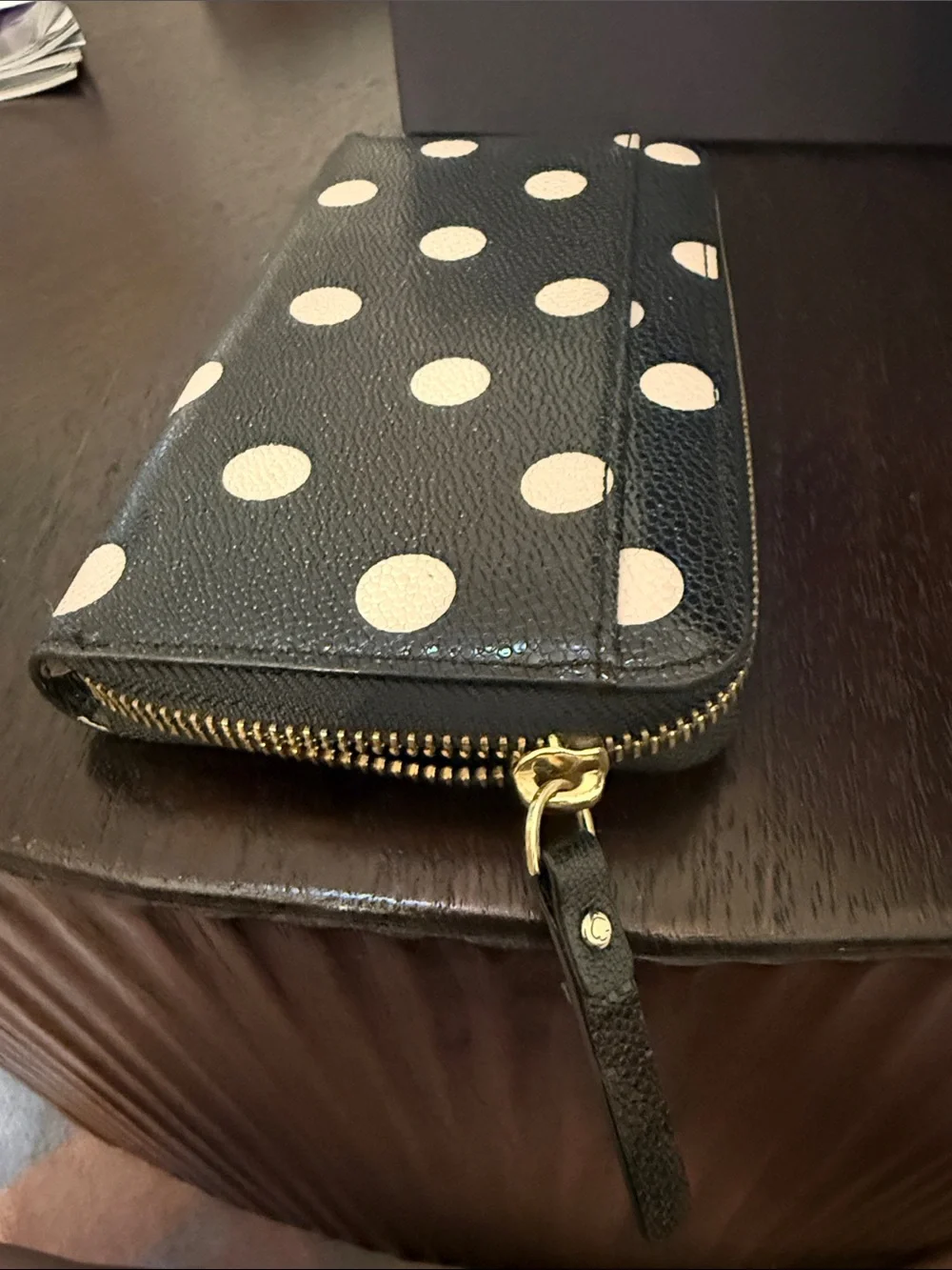 kate spade Black Wallet with CreamPolka Dots